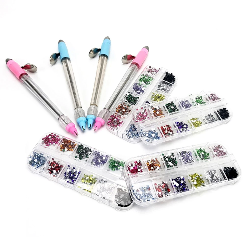 

DIY Drill Point Pen Double Head Nail Pen Diamond Painting Crystal Beads Handle Rhinestone Earring Pick Crayon Manicure Nail Tool