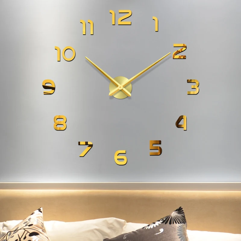 48 ''часы настенные часы Horloge 3D Diy акриловые зеркальные наклейки украшение дома