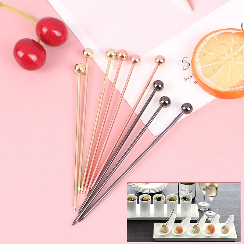 

10Pcs 304 Stainless Steel Fork Party Buffet Decor Fruit Desserts Food Cocktail Sandwich Fork Stick Swizzle Sticks for Bar Party