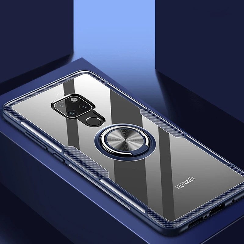 Прозрачный чехол для Huawei Mate 20 Pro Lite Mate20 противоударный защитный с кольцом на палец
