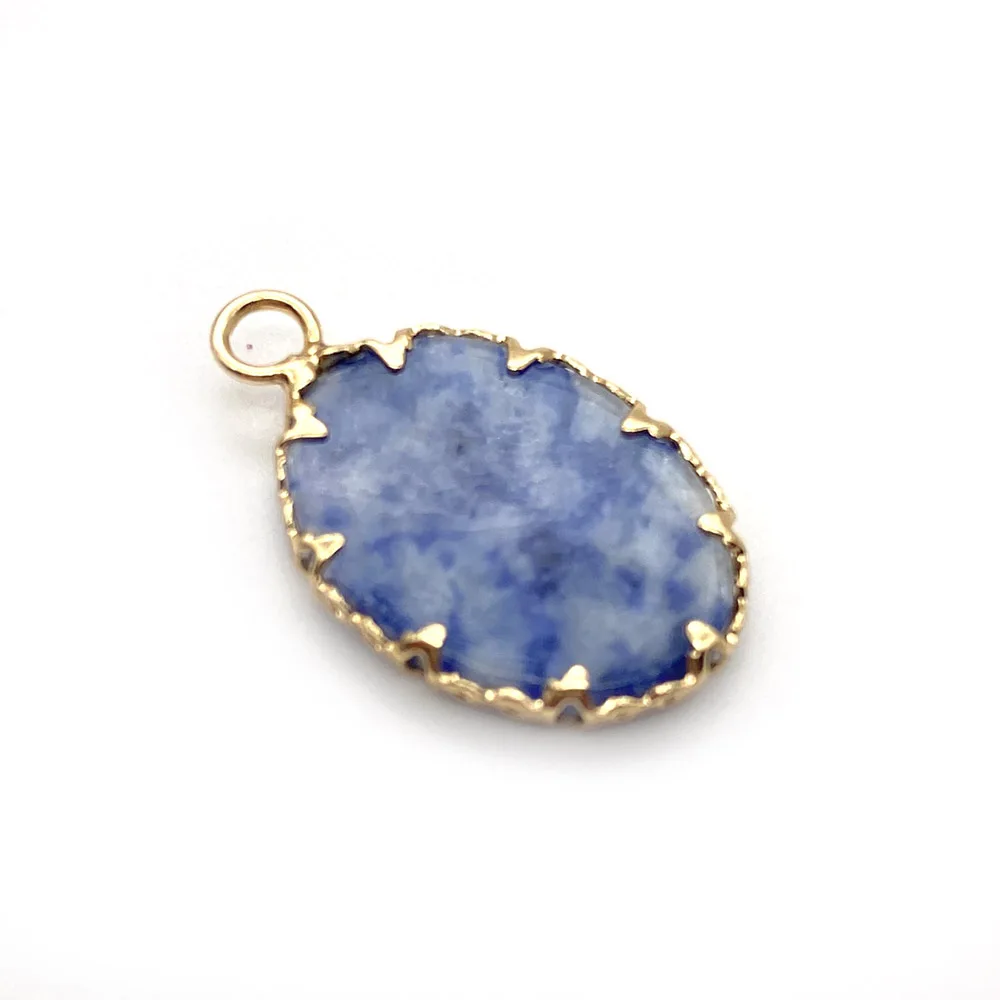 Подвеска из натурального камня топаз агат ювелирные изделия Овальный Золотой