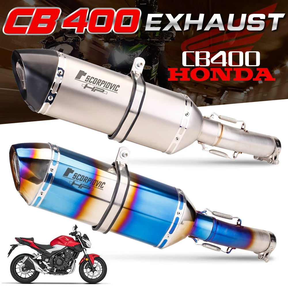 

Motoo - Motorcycle Exhaust middle pipe Round Muffler for HONDA CB400 Slip-On all years