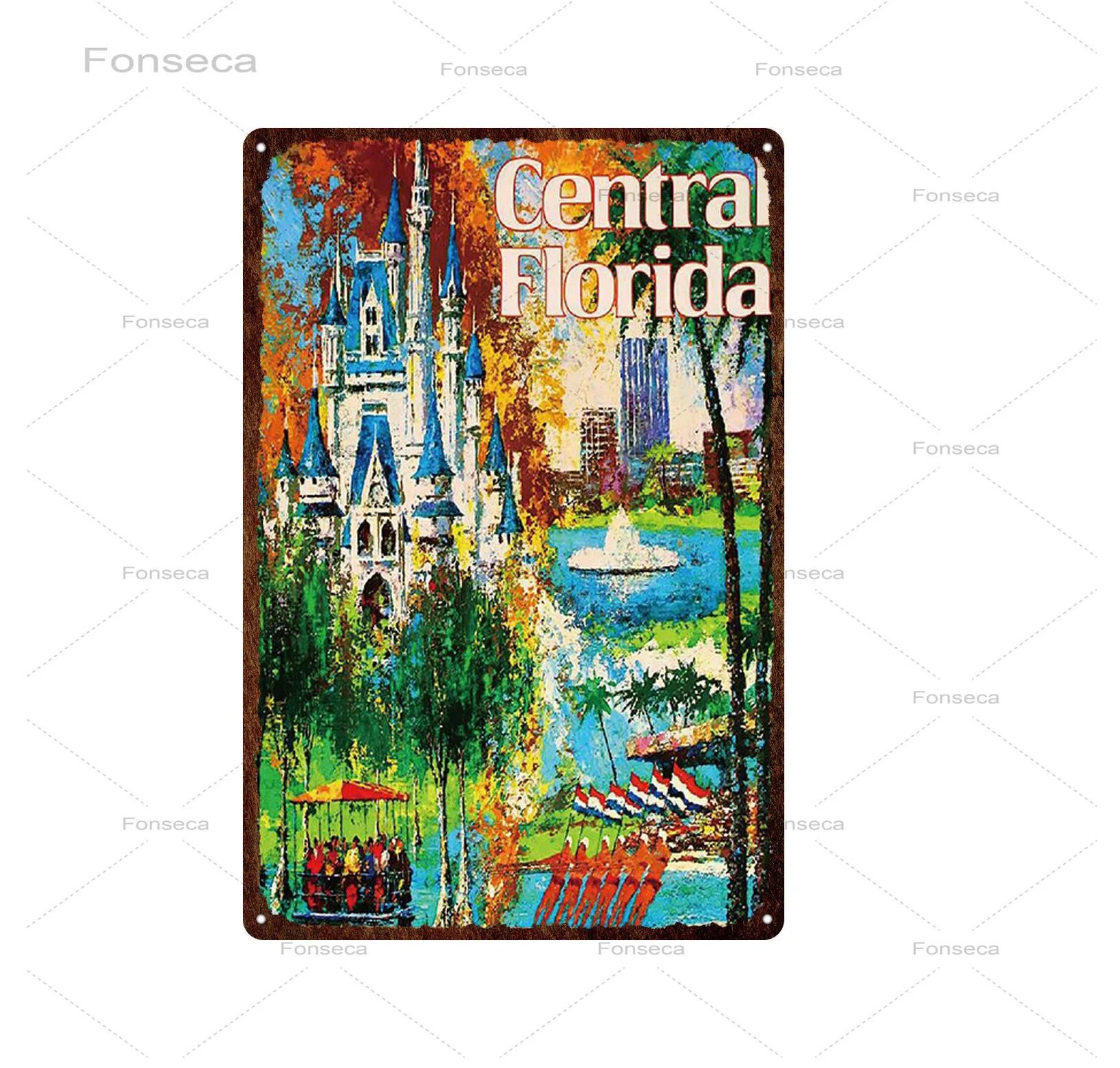 

Retro City Florida Metal Poster Plaque Shabby Tin Sign Pub Iron Painting Vintage Bar Cafe Club Home Decor Wall Art Craft 20x30cm