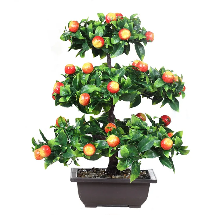 

Artificial Plant Bonsai Orange Plastic Pots+Small Fruit Tree Potted for Home Living Room Flower Shop Hotel Wedding Party Decor