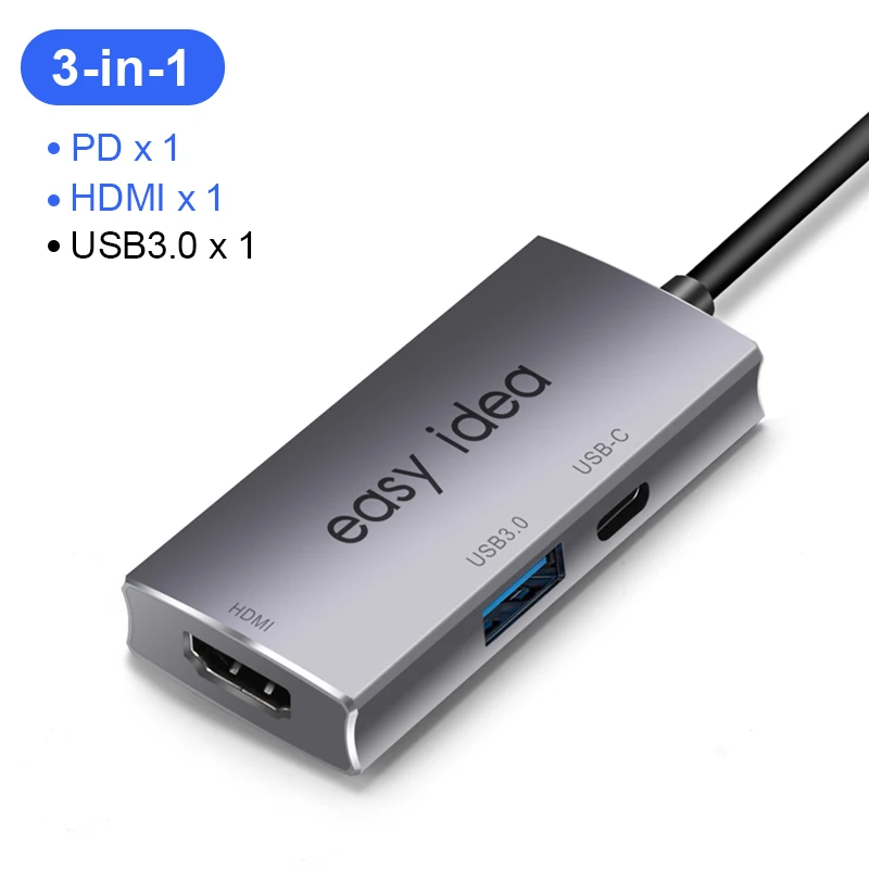 USB C концентратор Мульти USB 3,0 разветвитель Тип C концентратор адаптер USB-C концентратор HDMI несколько USB C док-станция USB 3,1 расширитель для MacBook Pro - Цвет: 3 in 1