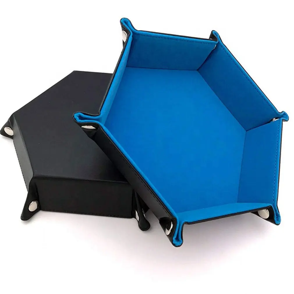 Складная кости лоток коробка из искусственной кожи складной шестигранный монета