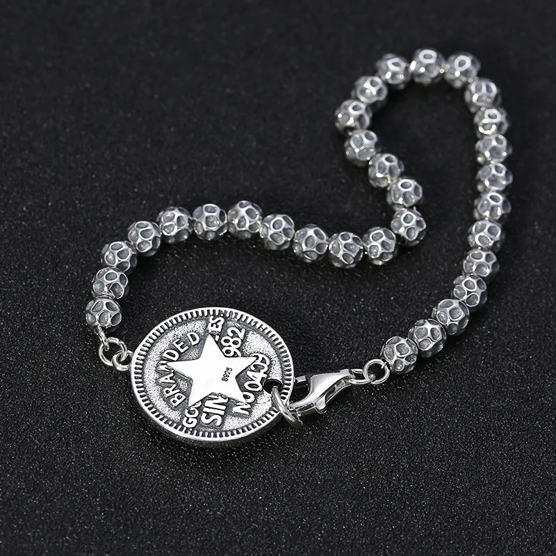 Женский браслет-обруч для мужчин 100% Настоящее серебро 925 Креативный дизайн буквы