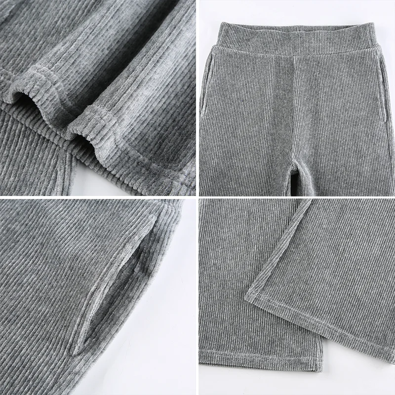 

Rockmore Corduroy High Waist Flare Pants Women Solid Casual Skinny Pants Y2K Fashion Winter Joggers Wide Leg Trousers Korean