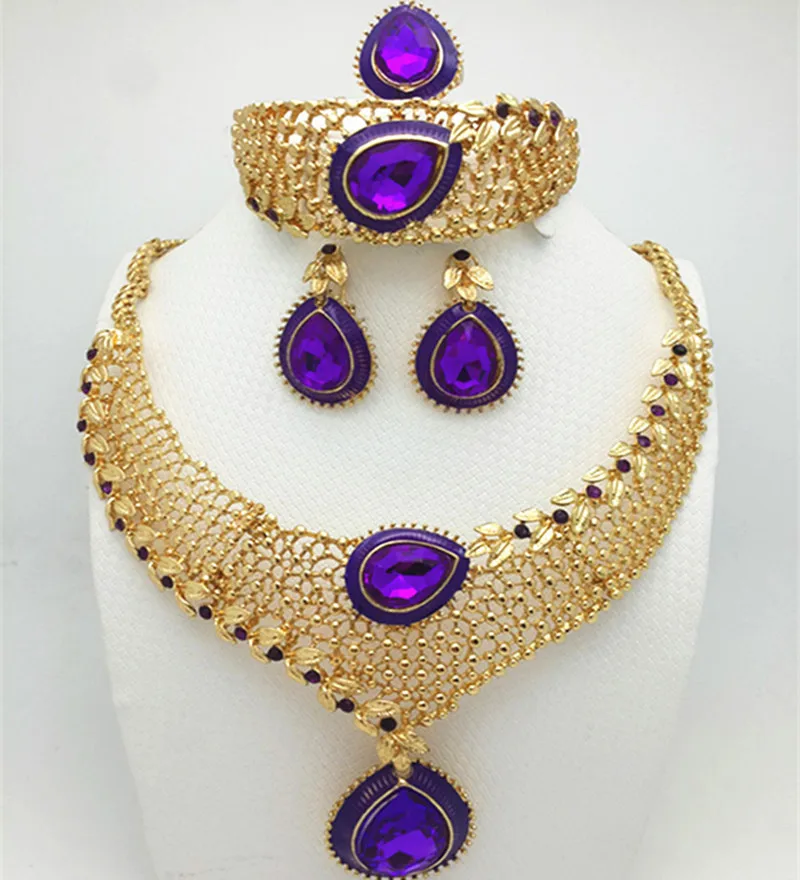 

Top Exquisite Dubai Jewelry Set Luxury gold-color Big Nigerian Wedding African Beads Jewelry Set Costume Design Heni1