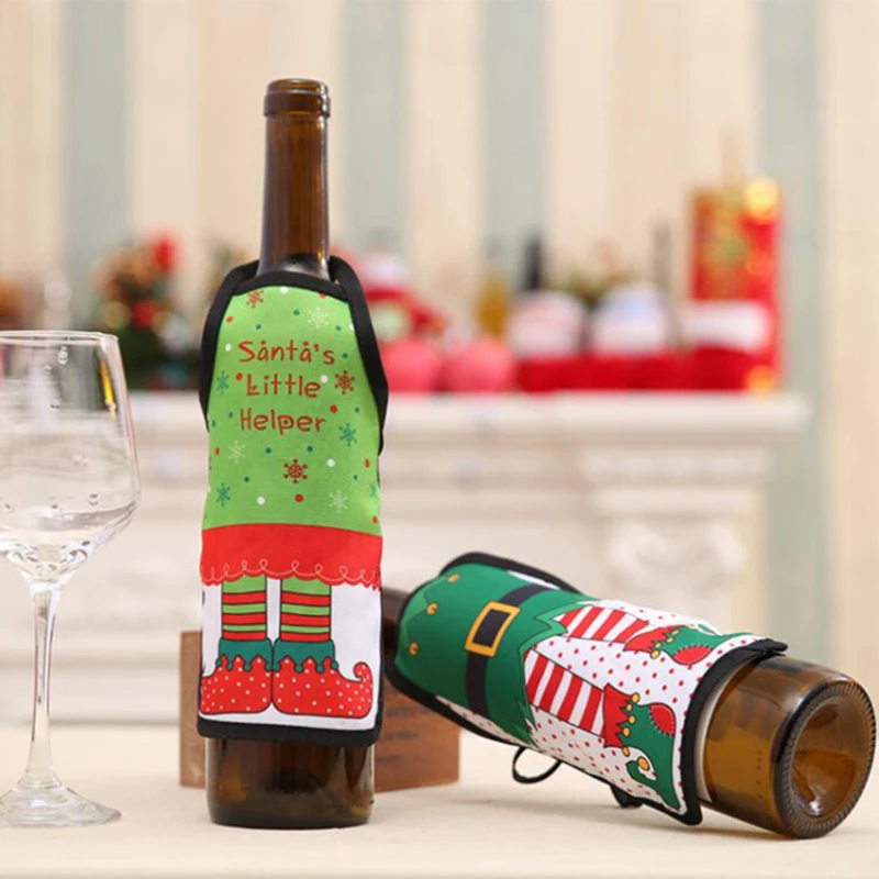 Рождественские украшения обеденный Карманный Фартук для вина чехол мини-бутылки