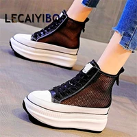 eur34 eur39 fashion sneakers women cow leather high platform sandals summer ankle boots chunky lace up creepers oxfords