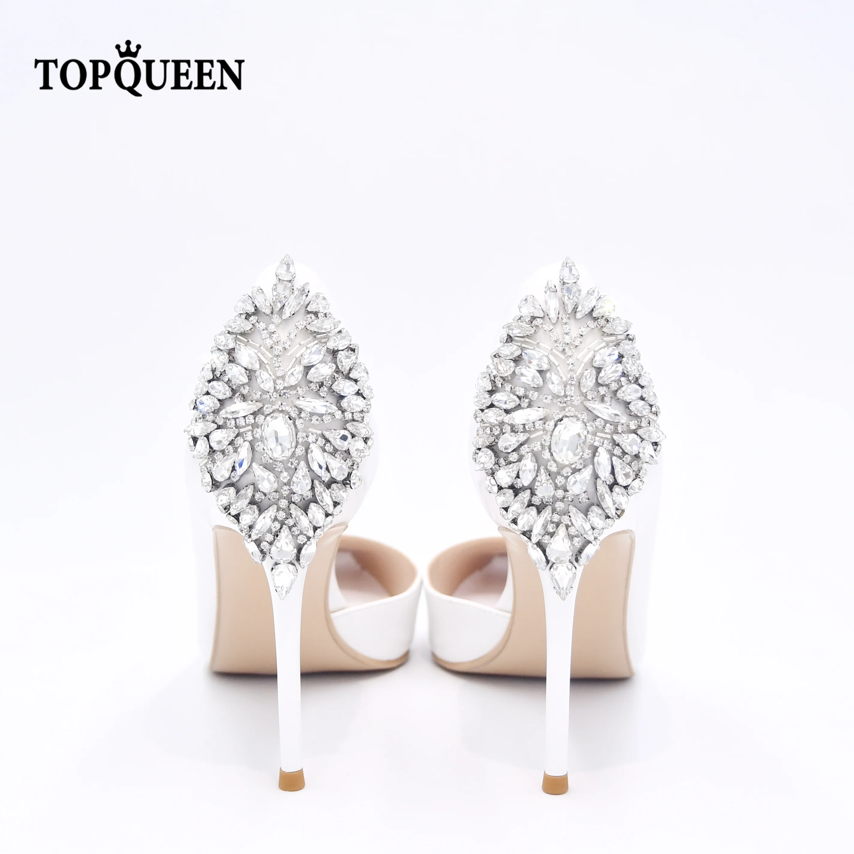 

TOPQUEEN A18 Wedding shoes Fashion White Heels Summer Rhinestone Sandals Pointed Wedding Dress Shoes shoes for join wedding