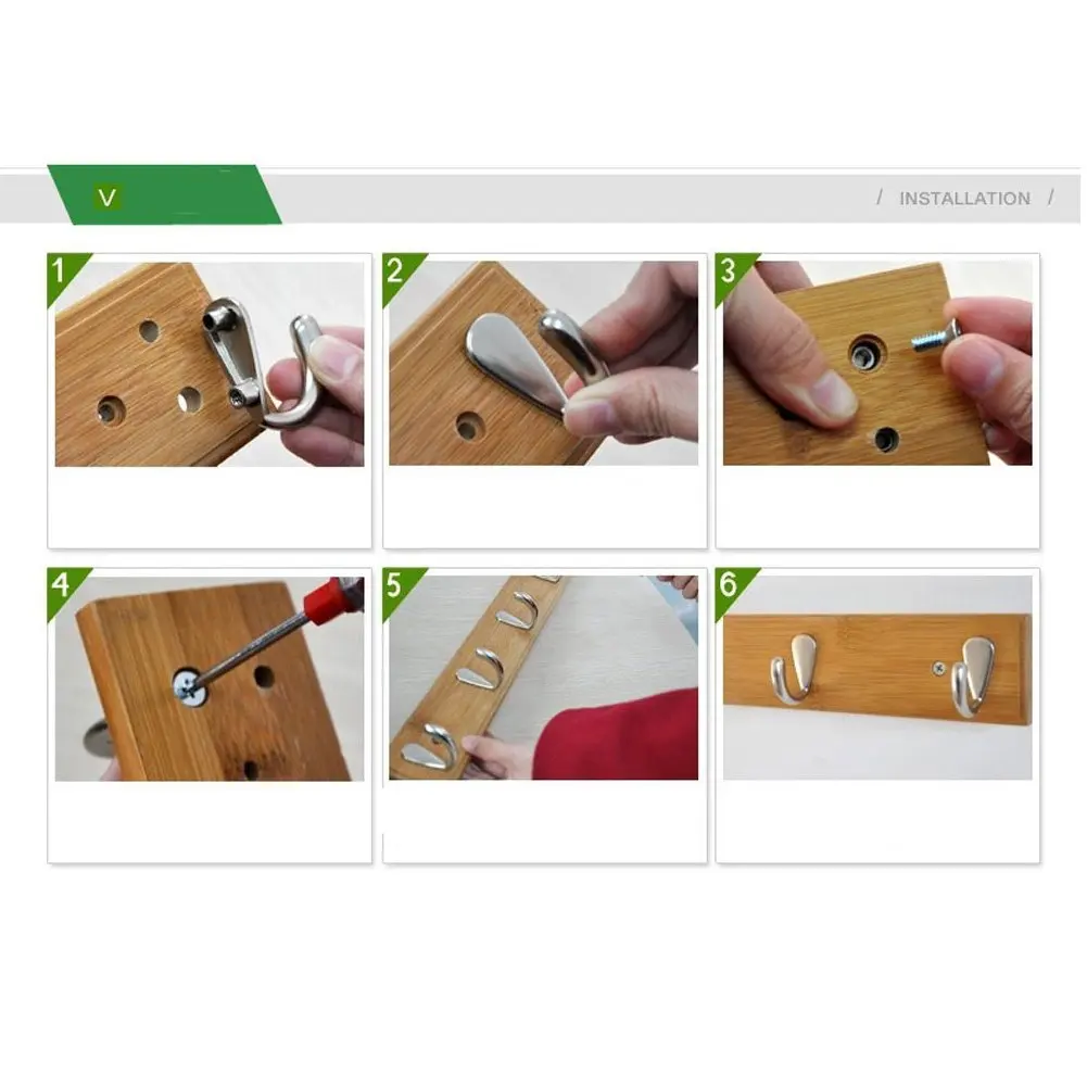 Home Decor Bamboo Coat Hook Hallway Bedroom Door Hat Clothes Rack Hanger Kitchen Toilet Wall 3 Size | Дом и сад