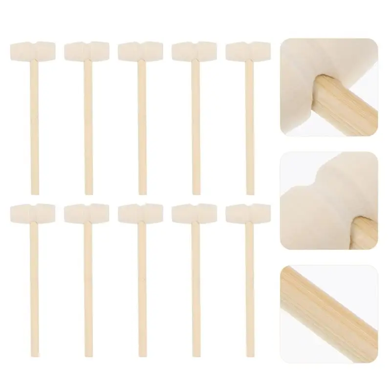 

10pcs Multi-functional Simple Convenient Wooden Hammers Cake Hammers for Children Home