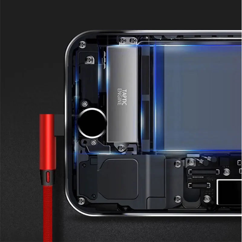 Cafele кабель USB 2.4A 2 м нейлон 90 ° usb для передачи данных кабели Iphone 6 7 8 S Plus X Xs Max Ipad Mini 1 3