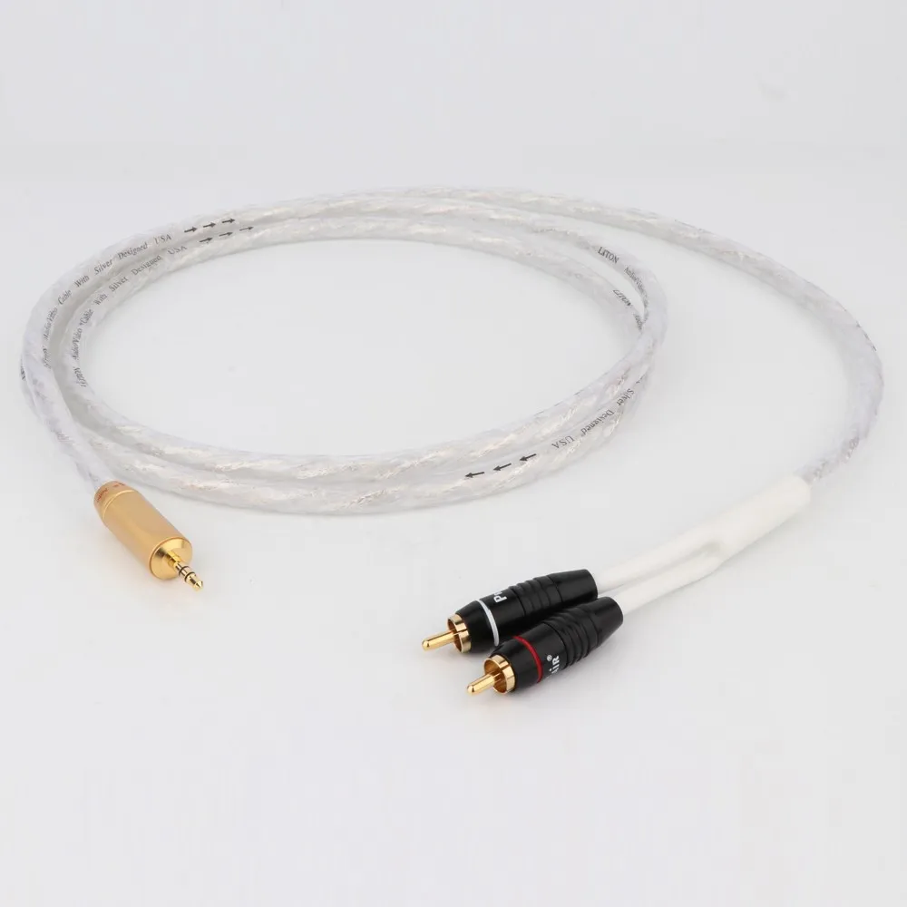 Кабель Hi-Fi 3 5 мм на 2rca высококачественный посеребренный ПК рандомное подключение