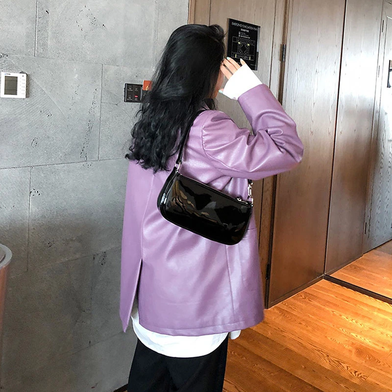 Куртка женская кожаная с большими карманами элегантная Верхняя размера плюс из