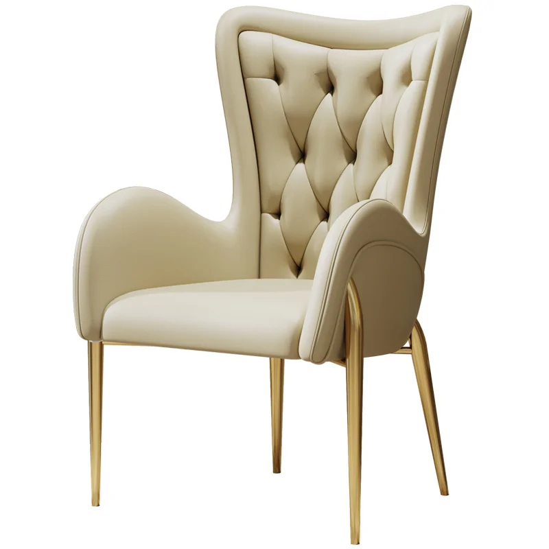 

American Light Luxury Dining Chair Modern Simple Designer Pull Buckle Leather Chair Dressing