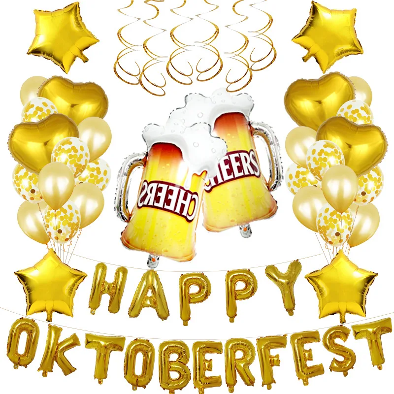 Счастливый Октоберфест письмо воздушный шар баннер украшение большой стакан
