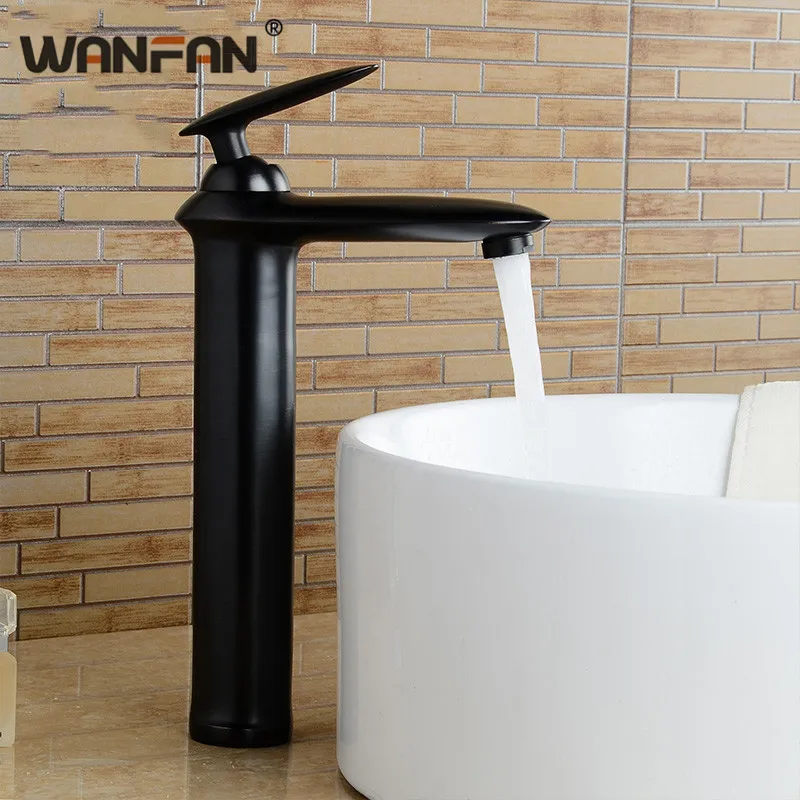 Современный черный латунный кран для раковины ванной комнаты на бортике с одной