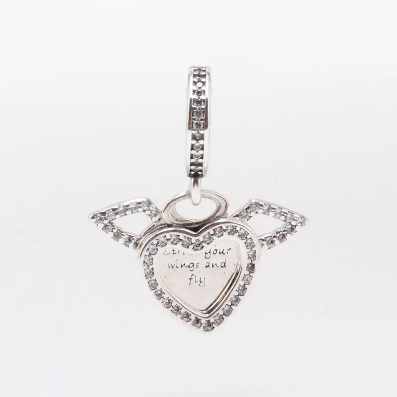 

Lorena 925 Sterling Silver Angel Wings Heart-shaped Love Pendant Female Jewelry Fit Original Bracelet Necklace