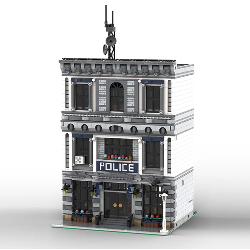 

moc 21474 city police station motorcycle helicopter model building blocks bricks kits compatible with city 60047