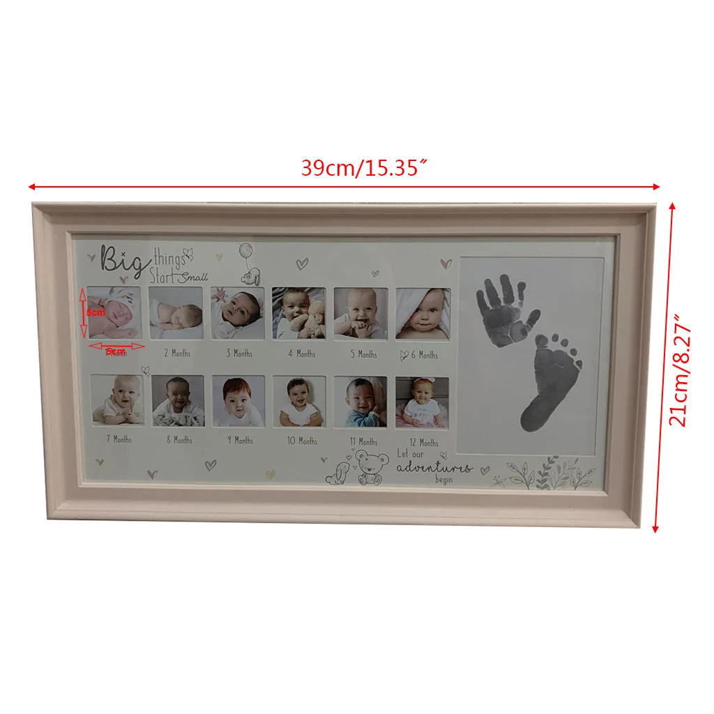 Детская памятная фоторамка 12 месяцев ручная печать новорожденный запись роста