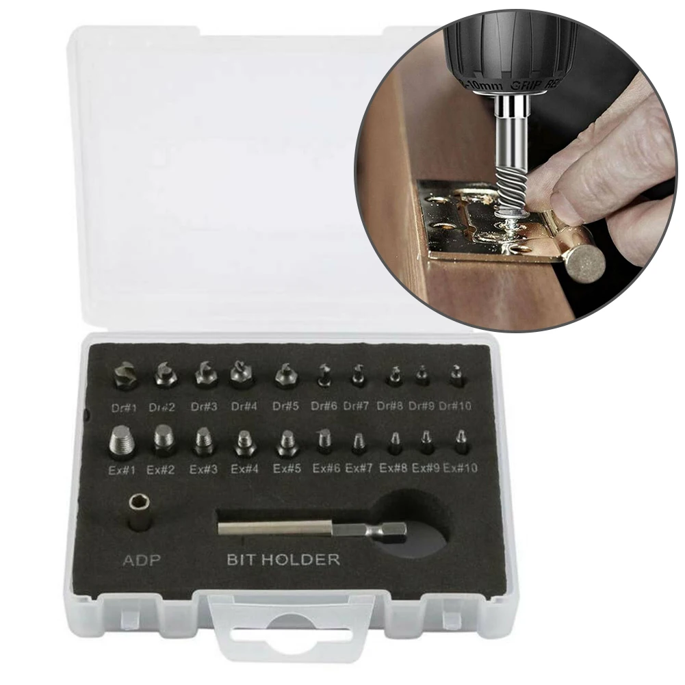 

22X Damaged Screw Extractor Remover Set Broken Bolt Easy Out Stripped Drill Bits
