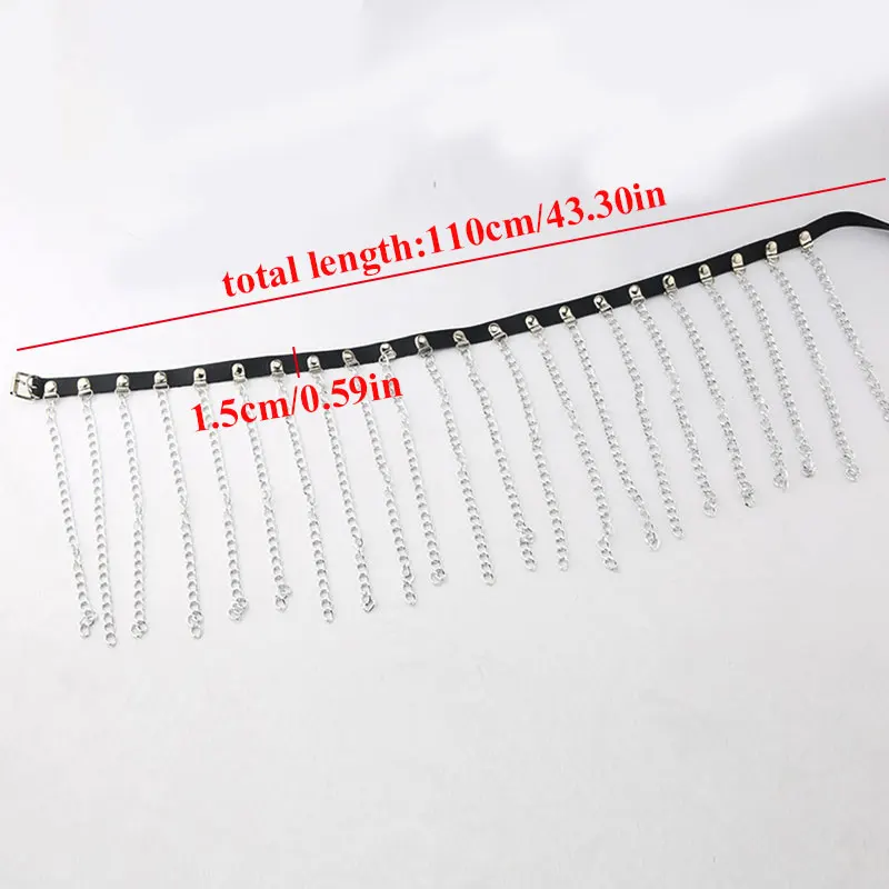

Sexy Body Chain For Female Stylish Cool Street Dance Decor Belt Metal Long Tassel Skirt Waist Belts Gothic Leather Belt