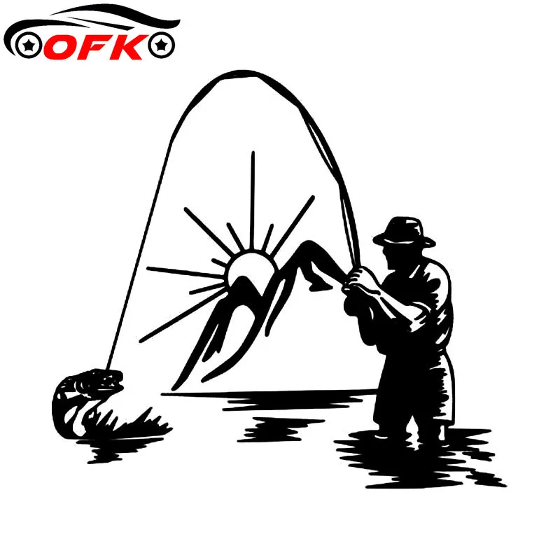 

Модные виниловые высококачественные декоративные Переводные картинки OFK FISHING, автомобильные наклейки черного и серебряного цвета, Стайлин...