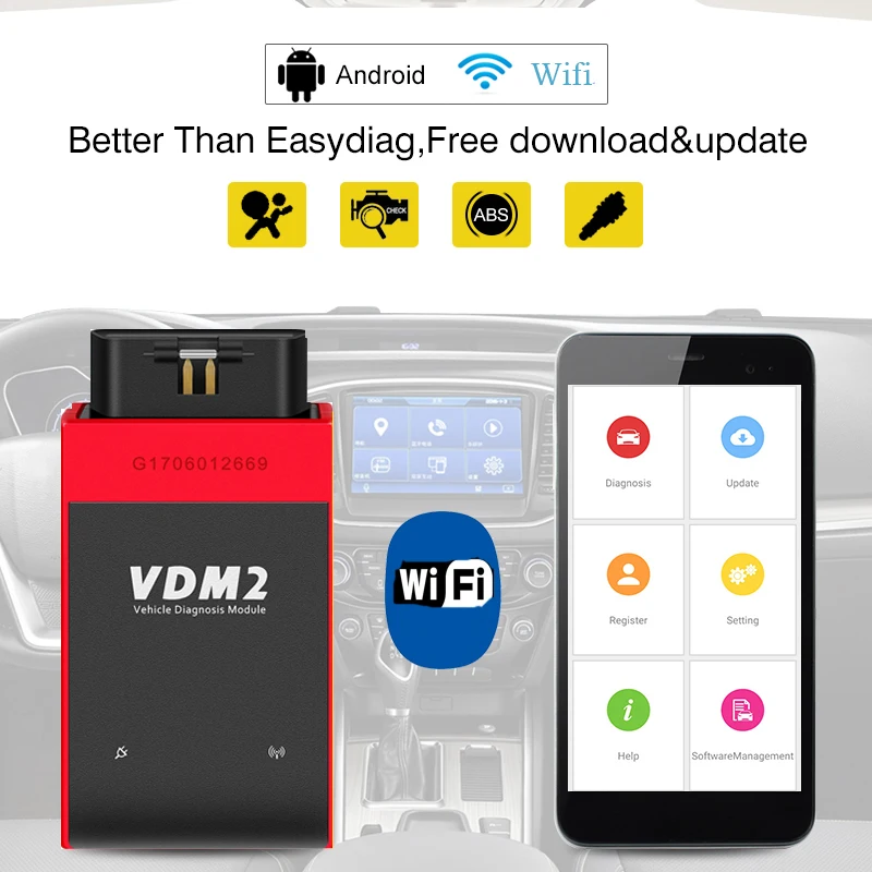 UCANDAS VDM2 V3.9 wifi полная система OBDII сканер кода для Android VDMII OBD2 автомобильный