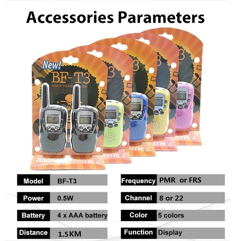 2pcs Wholesale Children Mini Kids UHF Walkie Talkie BF-T3 Baofeng FRS Two Way Radio Comunicador T3 Handy Talkie Hf Transceiver