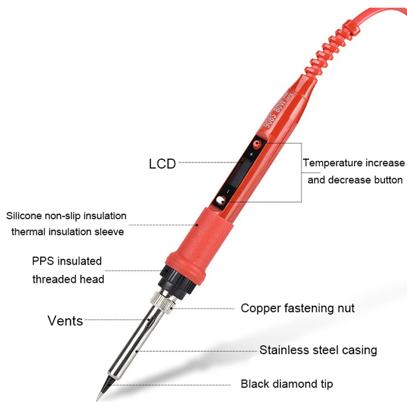 3 in 1 80W Electric Soldering Iron Adjustable Temperature DIY Carved Tools Hot Pencil EU Plug LCD Display Welding Repair | Инструменты