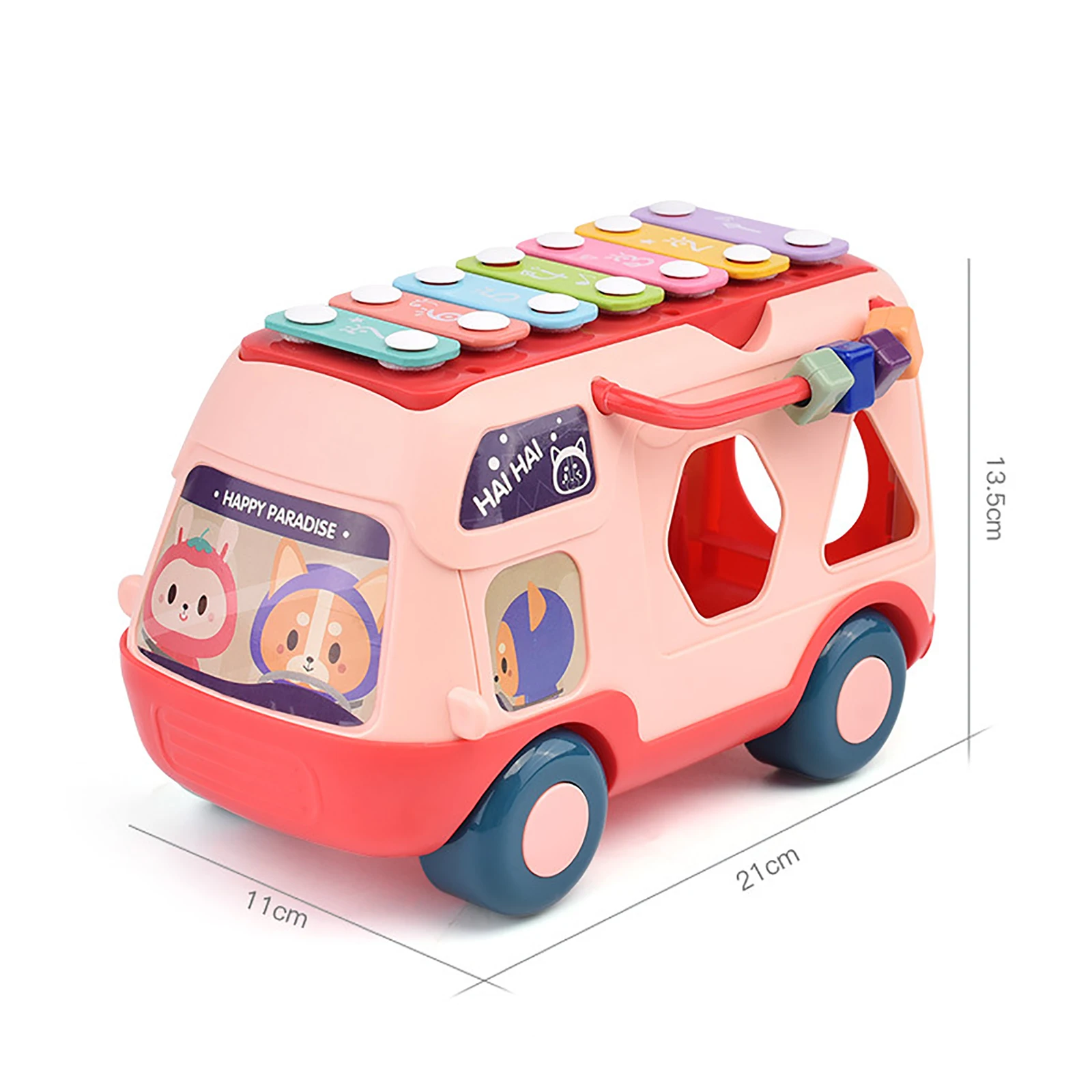 

Building Block Bus Knock On Piano Baby Toys 0-3 Years Old Beat Musical Instrument Bead Knock On Piano Bus
