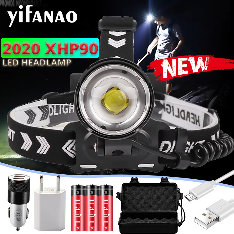 

Новый XHP90.2 рыболовный налобный фонарь светодиодный головной светильник ультра мощная Кемпинг Фонари налобный фонарь с приближением, USB флэ...