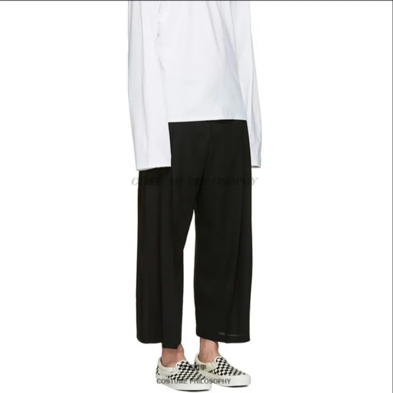 27-44 The New Men's Clothing Fashion Loose Wide-leg Pants Black Casual Draped Ankle-length Pants Singer Plus Size Costumes