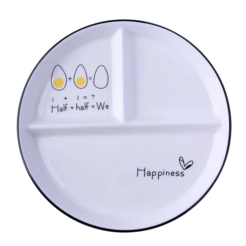 

8 Inch One-person Food Household Breakfast Tableware Children Weight Loss Quantitative Three-divided Dinner Plate