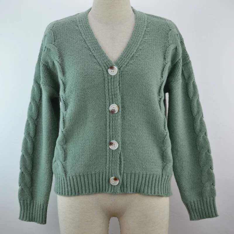 

2021 Women Autumn Winter Loose Twist Button Sweater Coat Knitted Cardigan Jacket Oversized Long Sleeve Sweaters Jumper Outwear