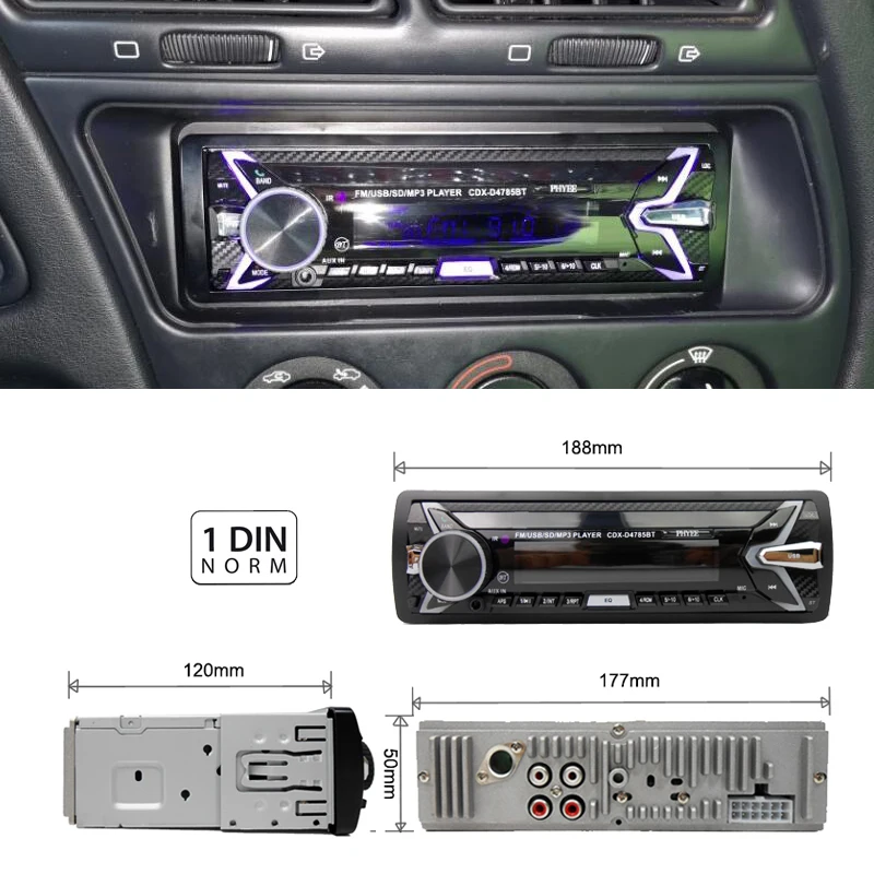 Автомагнитола PHYEE 4785BT съемная стереомагнитола 1 Din с Bluetooth A2DP USB mp3-плеером SD-картой