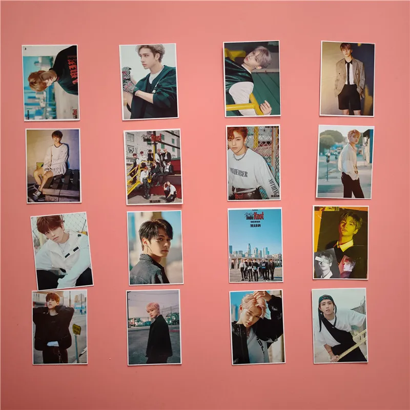 Альбом для детей 16 шт./компл. Kpop Stray Double Knot LOMO Card все члены открытка фото веера