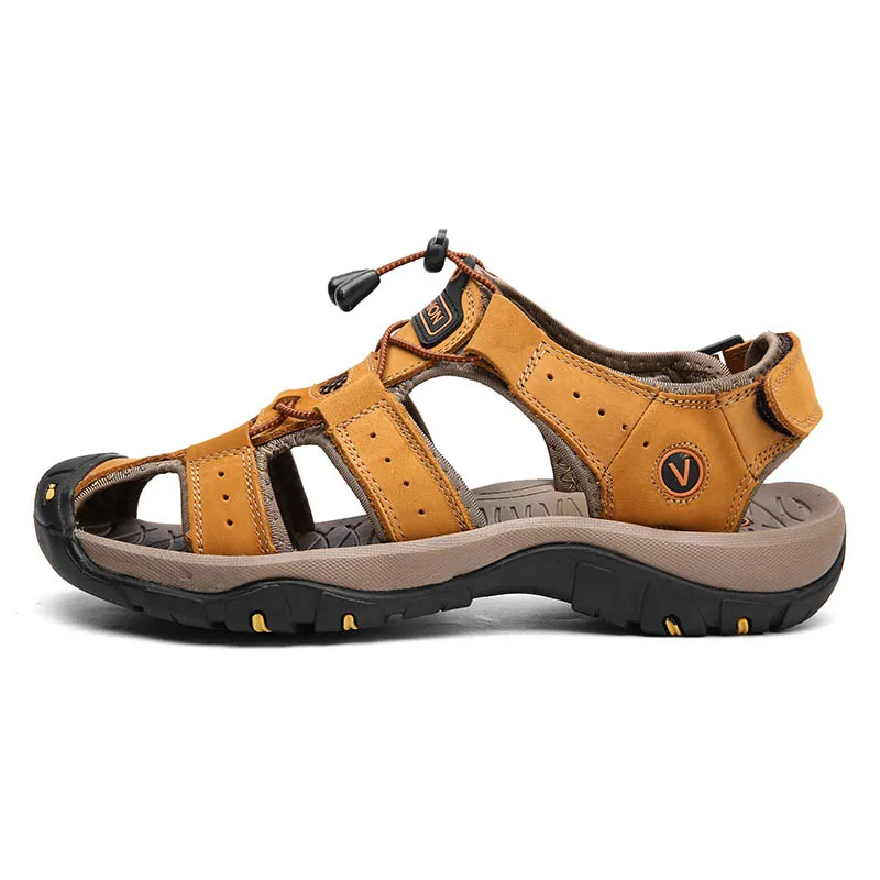 Летние мужские сандалии для походов уличные кожаные спортивные кроссовки
