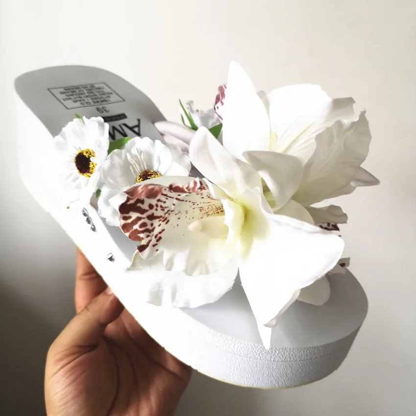 HAHAFLOWER/Новинка; модные летние женские шлепанцы на высоком каблуке; Вьетнамки; пляжная обувь на танкетке; обувь на платформе клиновидный вьетнамки