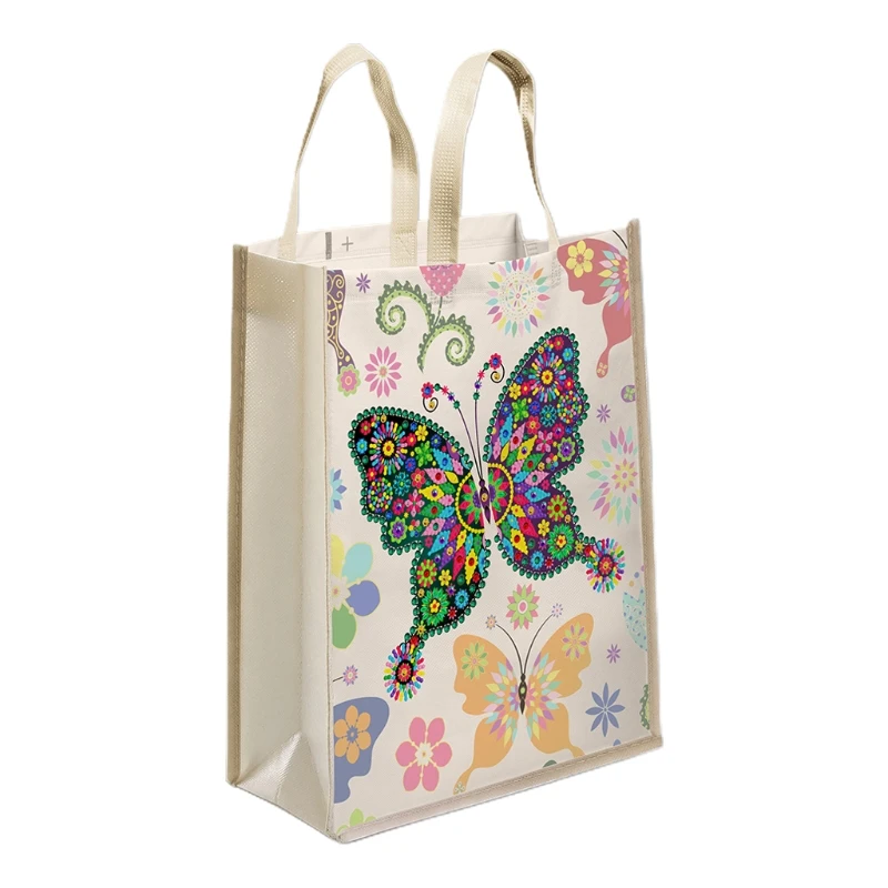 

Butterfly Non-woven Canvas Tote Bag 5D DIY Painting Reusable Grocery Bags for Women Fashionable Art Handbag