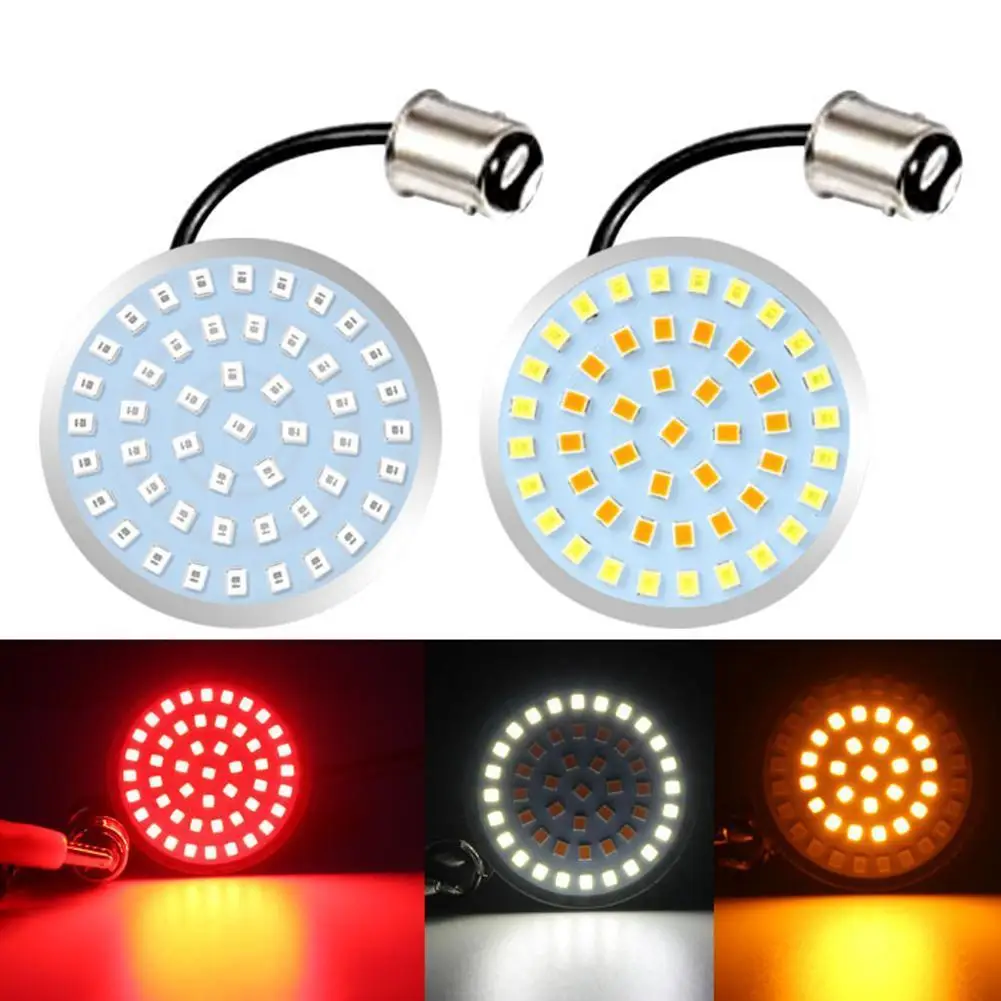 

Motorcycle Bullet Amber LED Turn Signal Light 1156 Inserts + Lens Cover for Harley Sportster XL Electra Tri Glide Softails FLSTF
