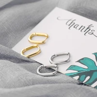 korean style 925 silver earrings small geometric oval ring circle ear clip gold plated silver ear stud simple ear stud s