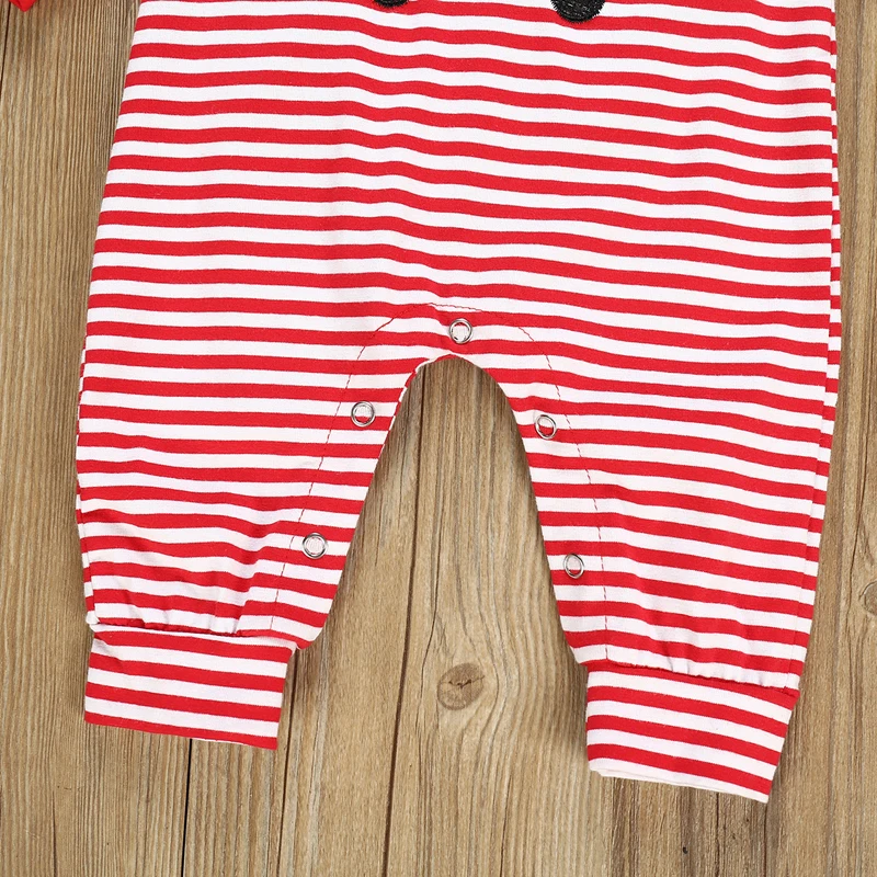 

Christmas Baby Girl Romper Red Striped Cartoon Deer Long Sleeve Jumpsuit Toddler Infant Clothes Cute Newborn Rompers Outfits