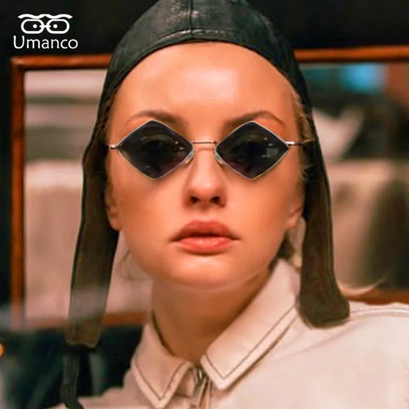 Umanco 2019 Хит трендовые стимпанк Алмазная форма солнцезащитные очки для женщин и