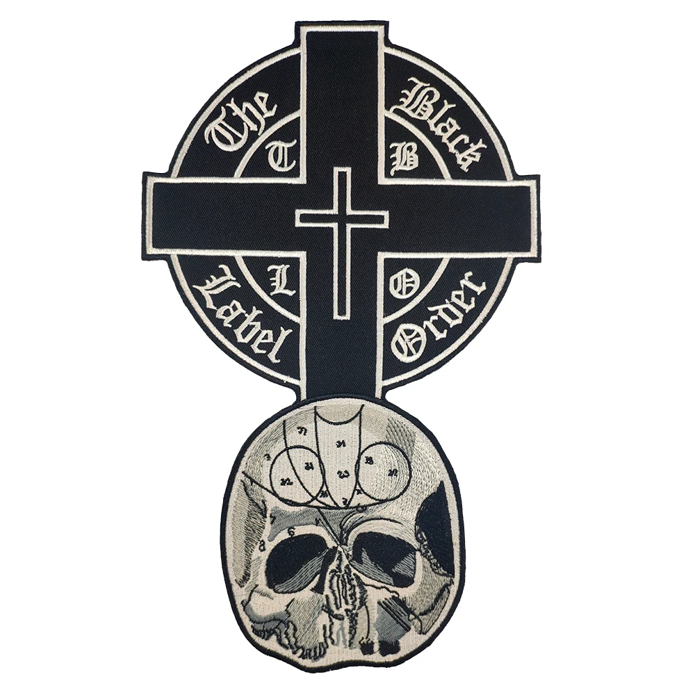 Крест Череп Вышивка Патчи тепловой панк стикер железа на одежду обратно