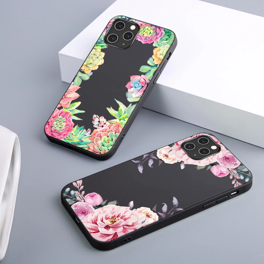 

Fresh Flower Case For iPhone 12 11 Pro Max Mini Cover for iPhone X XR XS MAX 7 8 6 6S Plus 5S SE 2020 Soft TPU Phone Funda Coque