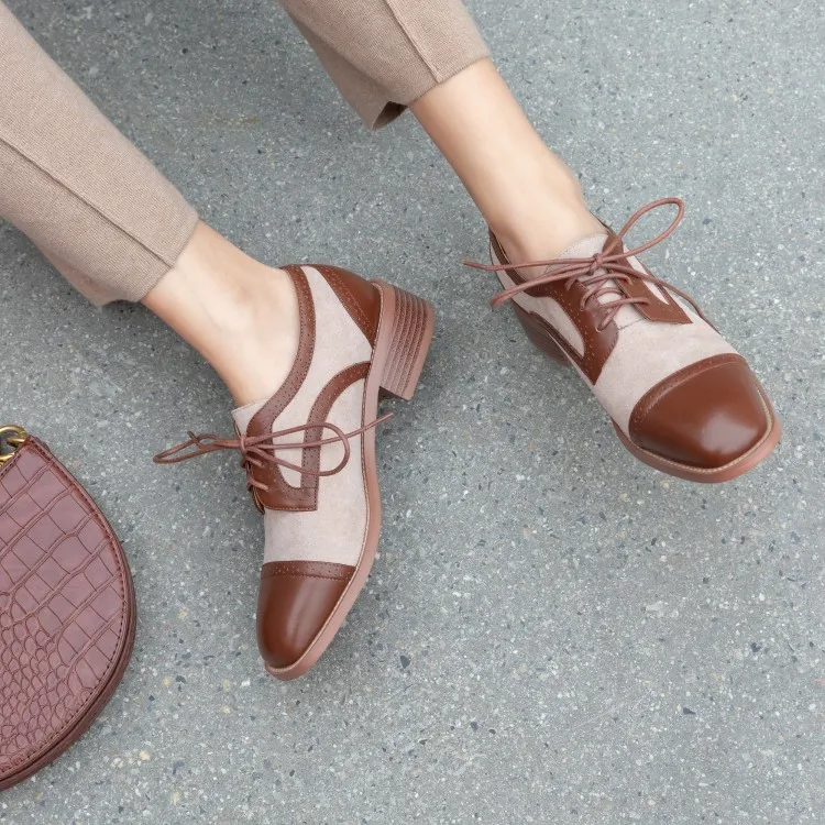 

MLJUESE 2021 Women Pumps Soft Cow leather Autumn Spring Black color Lace up Square toe High heels pumps size 34-40